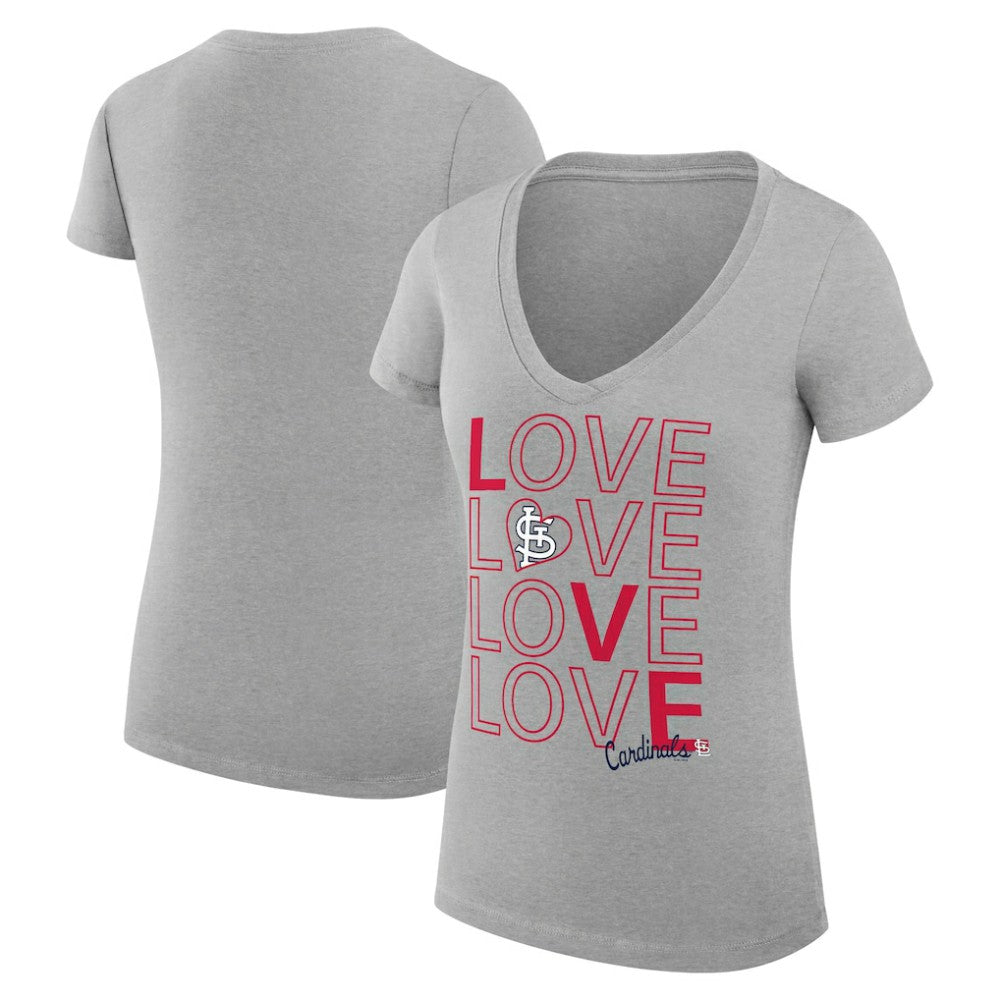 St. Louis Cardinals G-III 4Her by Carl Banks Women's Super-Slim Fit Lightweight Love Graphic Team V-Neck T-Shirt - MLB T-shirts