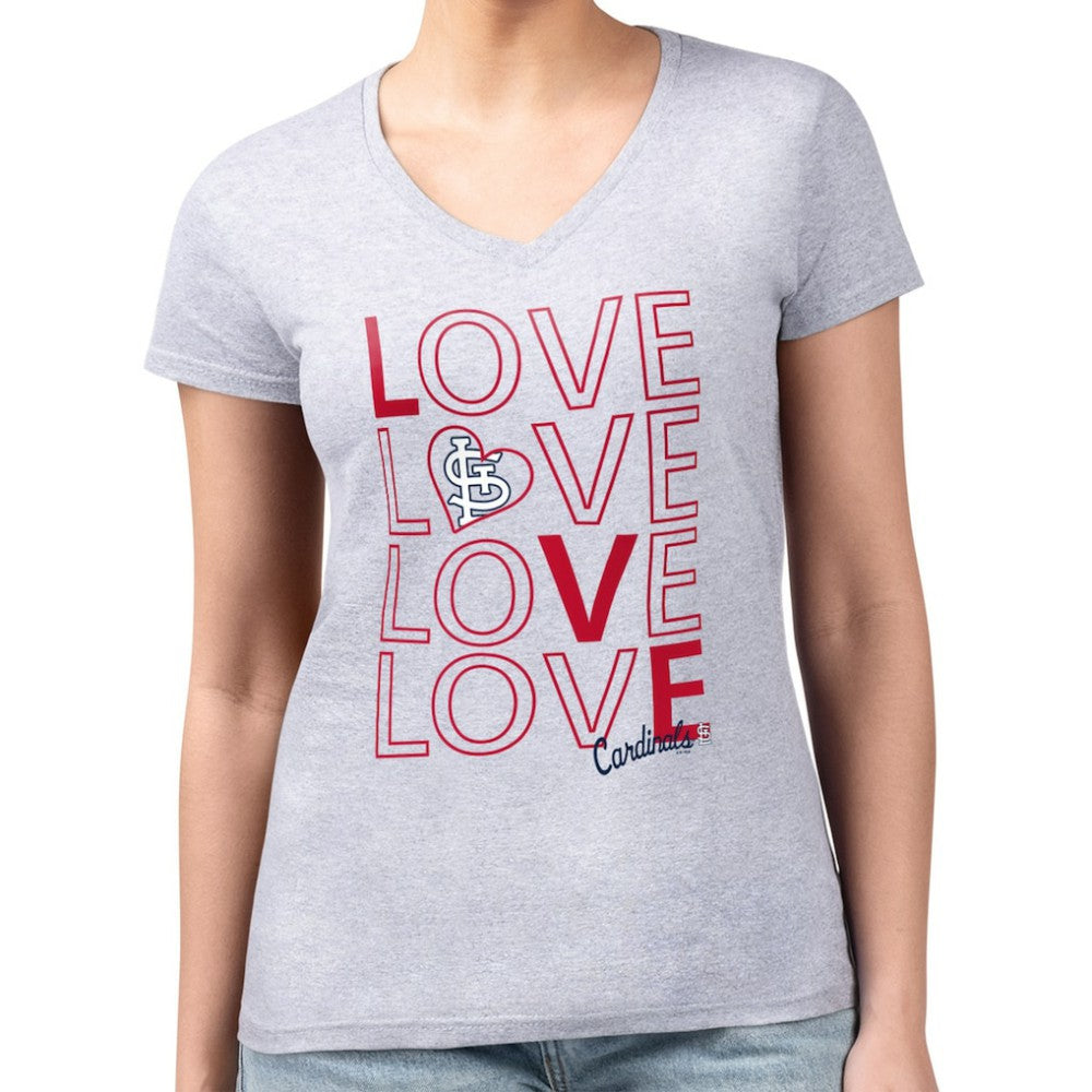 St. Louis Cardinals G-III 4Her by Carl Banks Women's Super-Slim Fit Lightweight Love Graphic Team V-Neck T-Shirt - MLB T-shirts