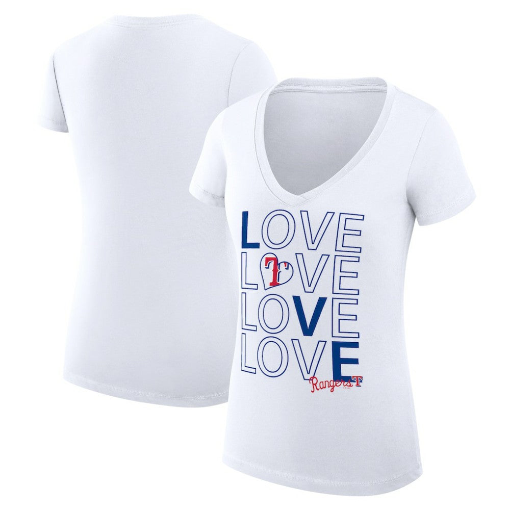 Texas Rangers G-III 4Her by Carl Banks Women's Super-Slim Fit Lightweight Love Graphic Team V-Neck T-Shirt - MLB T-shirts
