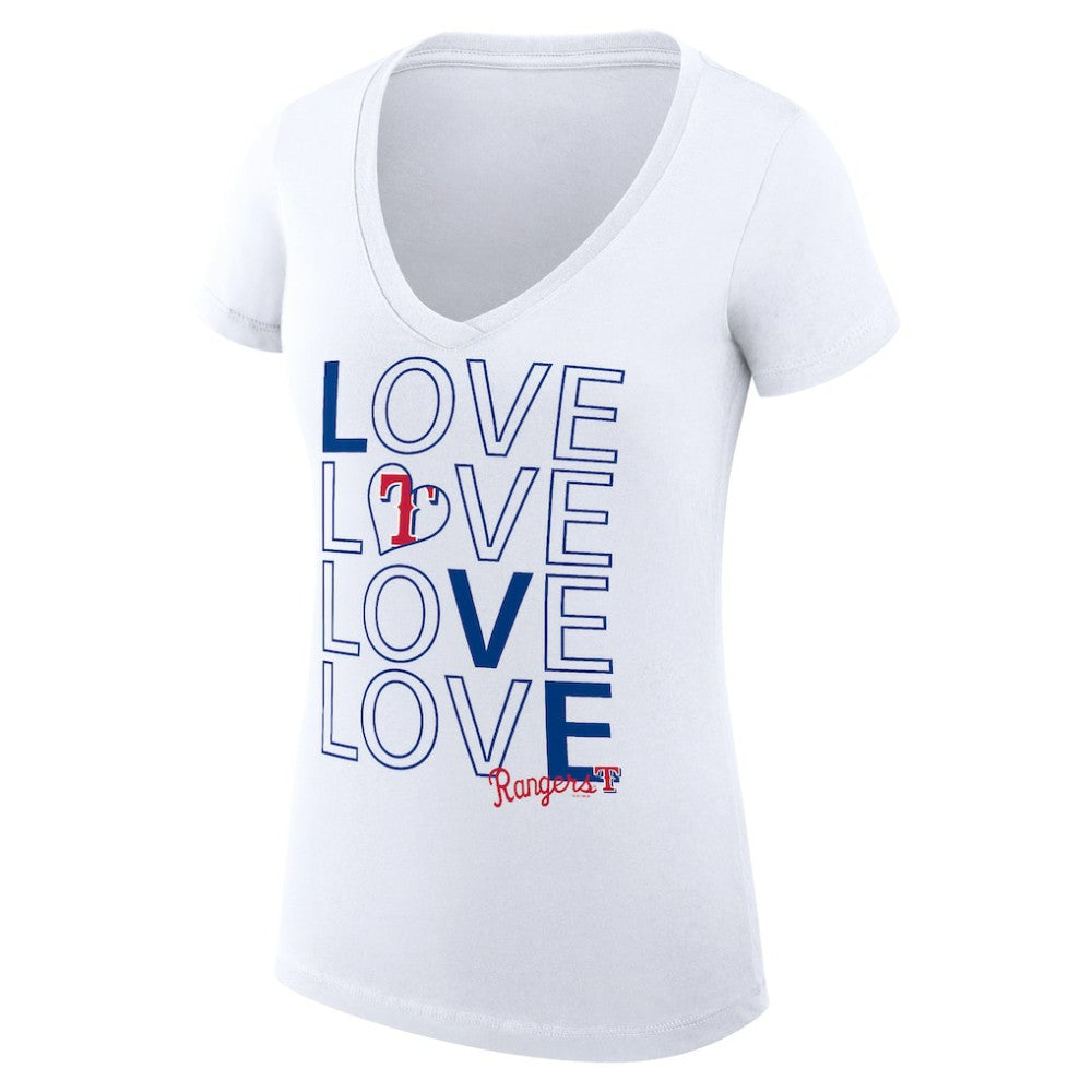 Texas Rangers G-III 4Her by Carl Banks Women's Super-Slim Fit Lightweight Love Graphic Team V-Neck T-Shirt - MLB T-shirts