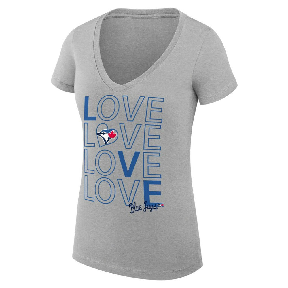 Toronto Blue Jays G-III 4Her by Carl Banks Women's Super-Slim Fit Lightweight Love Graphic Team V-Neck T-Shirt - MLB T-shirts