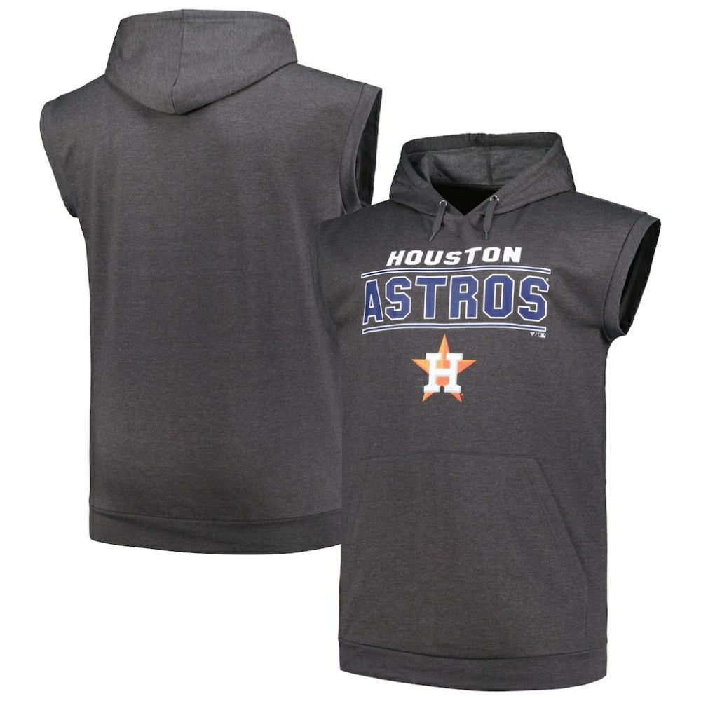 Houston Astros Profile Big & Tall Muscle Sleeveless Pullover Hoodie - MLB Hoodies