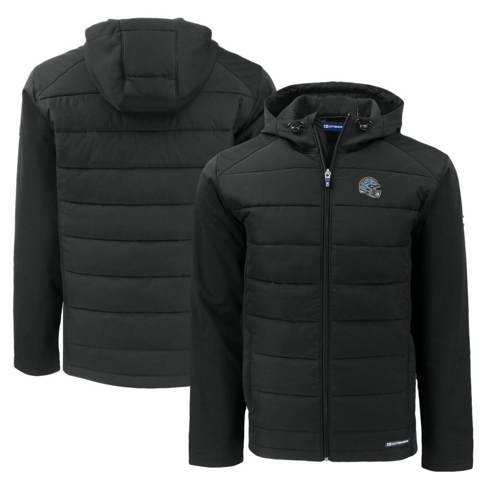 Detroit Lions Cutter & Buck Helmet Evoke Hybrid Eco Softshell Recycled Full-Zip Hoodie Jacket | NFL Discount