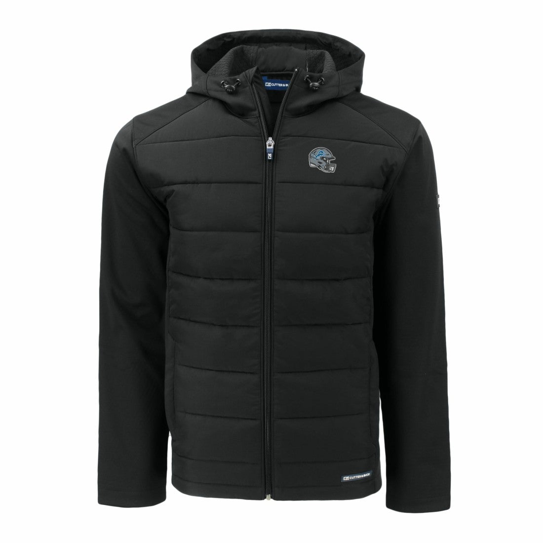 Detroit Lions Cutter & Buck Helmet Evoke Hybrid Eco Softshell Recycled Full-Zip Hoodie Jacket | NFL Discount