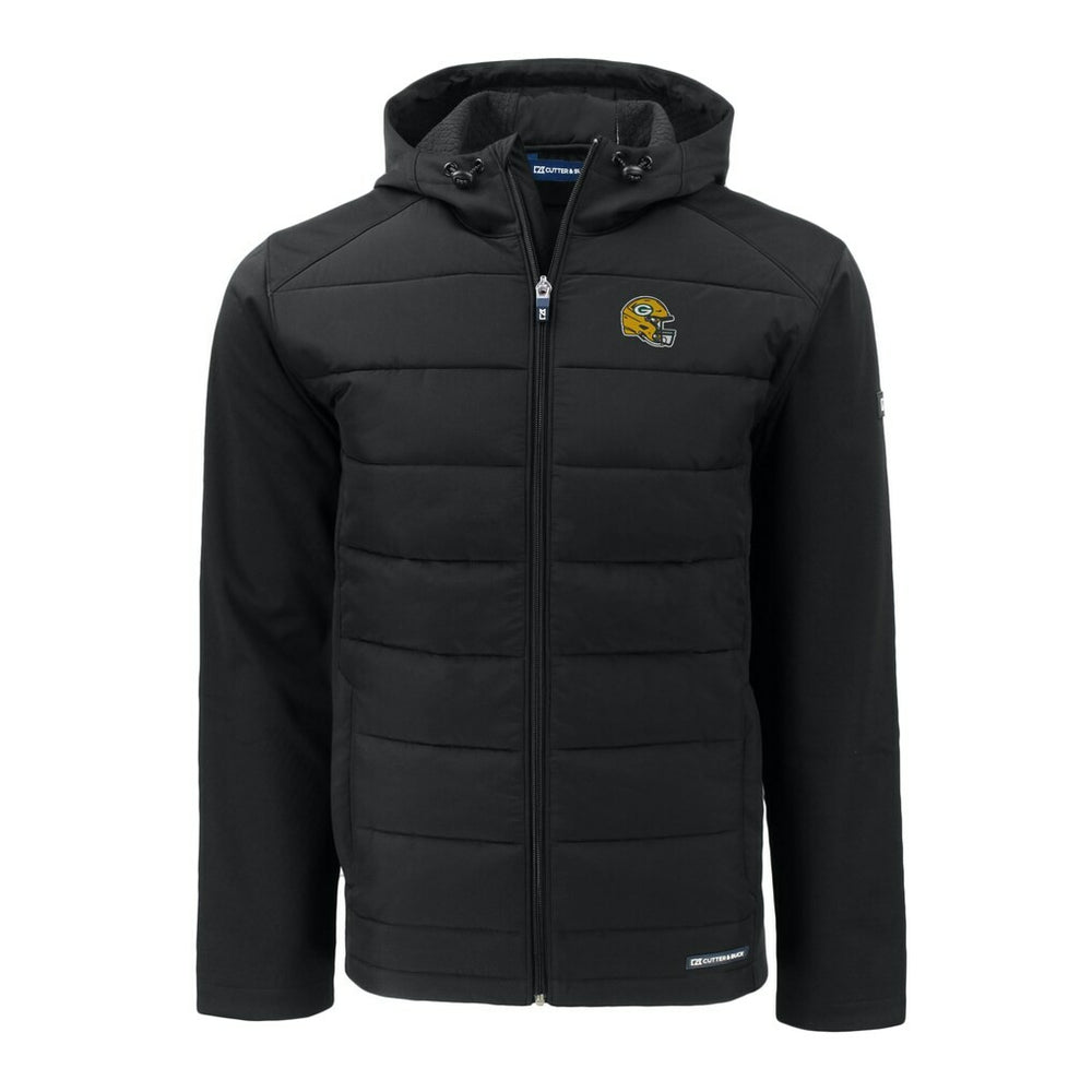 Green Bay Packers Cutter & Buck Helmet Evoke Hybrid Eco Softshell Recycled Full-Zip Hoodie Jacket | NFL US