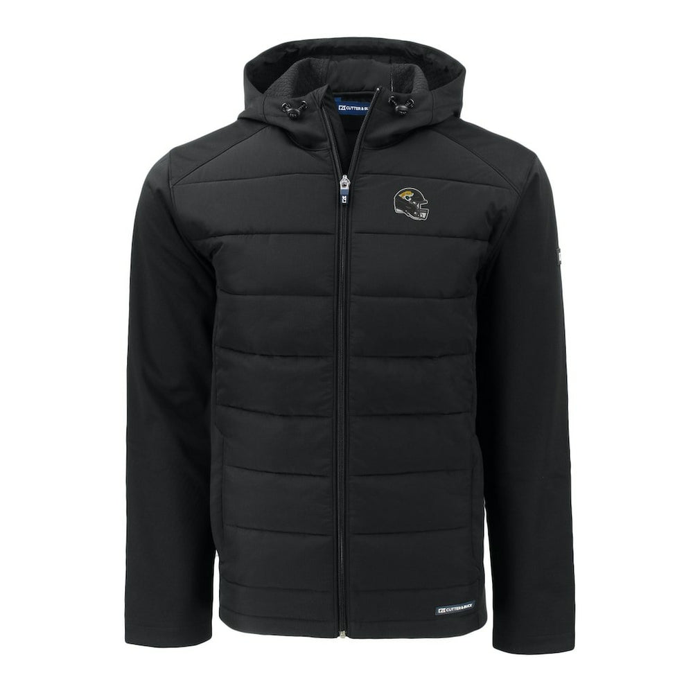 Jacksonville Jaguars Cutter & Buck Helmet Evoke Hybrid Eco Softshell Recycled Full-Zip Hoodie Jacket | NFL On sale