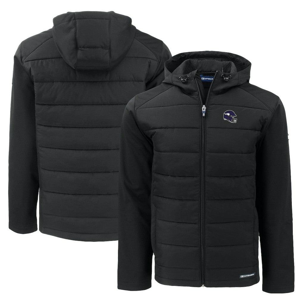Minnesota Vikings Cutter & Buck Helmet Evoke Hybrid Eco Softshell Recycled Full-Zip Hoodie Jacket | NFL US