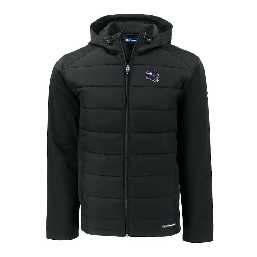 Minnesota Vikings Cutter & Buck Helmet Evoke Hybrid Eco Softshell Recycled Full-Zip Hoodie Jacket | NFL US
