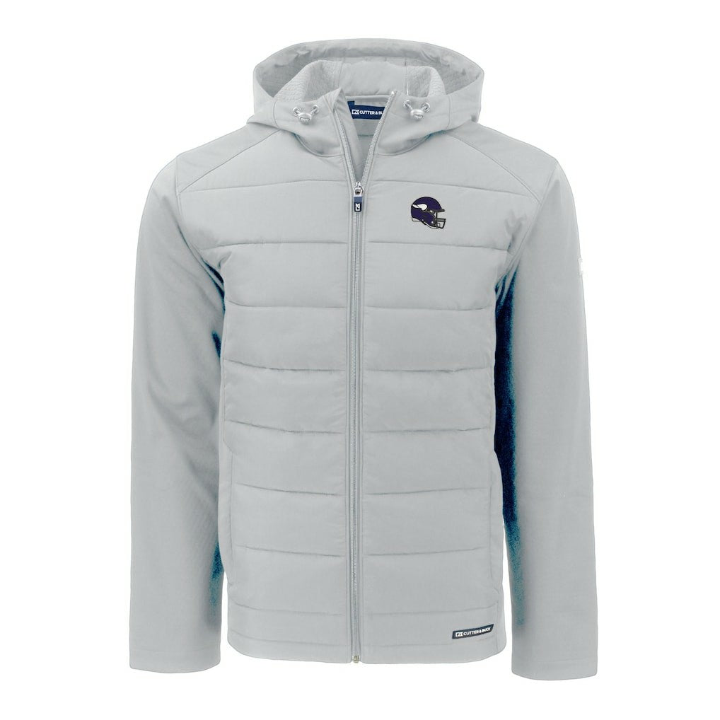 Minnesota Vikings Cutter & Buck Helmet Evoke Hybrid Eco Softshell Recycled Full-Zip Hoodie Jacket | NFL Near me