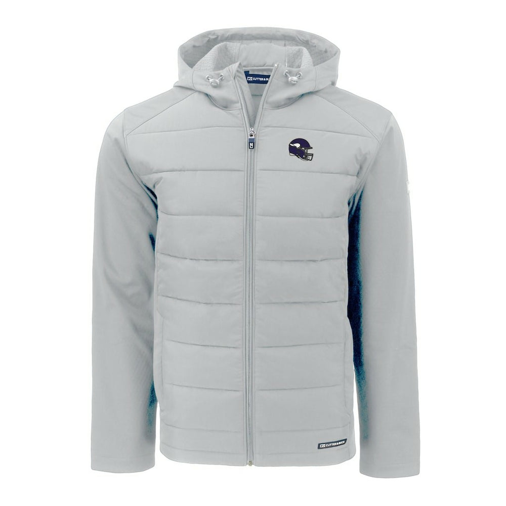 Minnesota Vikings Cutter & Buck Helmet Evoke Hybrid Eco Softshell Recycled Full-Zip Hoodie Jacket | NFL Near me