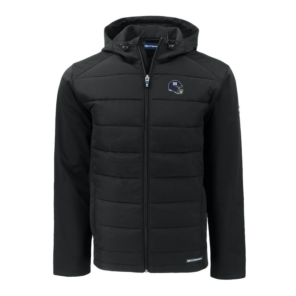 New York Giants Cutter & Buck Helmet Evoke Hybrid Eco Softshell Recycled Full-Zip Hoodie Jacket | NFL Discount