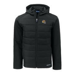 San Francisco 49ers Cutter & Buck Helmet Evoke Hybrid Eco Softshell Recycled Full-Zip Hoodie Jacket | NFL Outlet