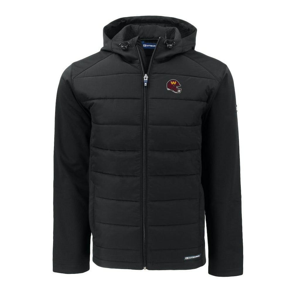 Washington Commanders Cutter & Buck Helmet Evoke Hybrid Eco Softshell Recycled Full-Zip Hoodie Jacket | NFL On sale