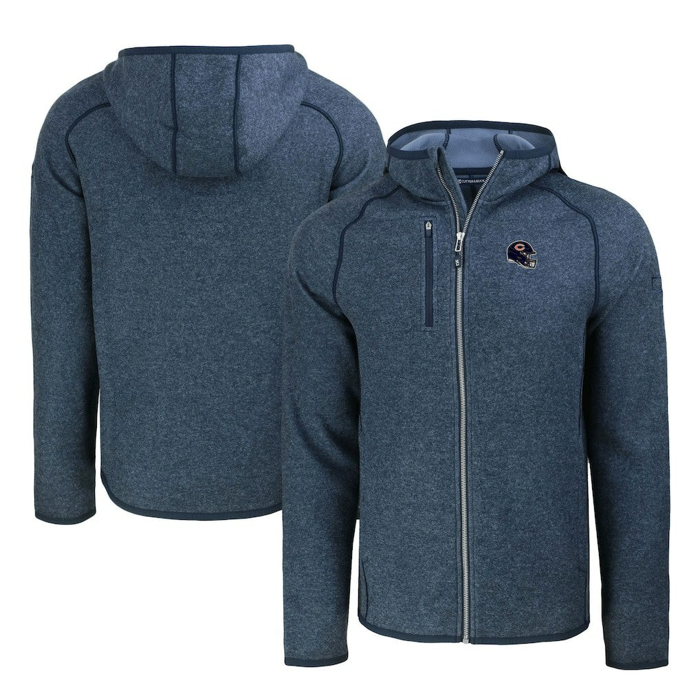 Chicago Bears Cutter & Buck Helmet Mainsail Sweater-Knit Full-Zip Hoodie | NFL Online