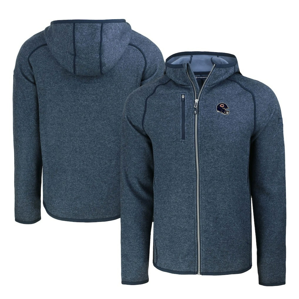 Chicago Bears Cutter & Buck Helmet Mainsail Sweater-Knit Full-Zip Hoodie | NFL Online