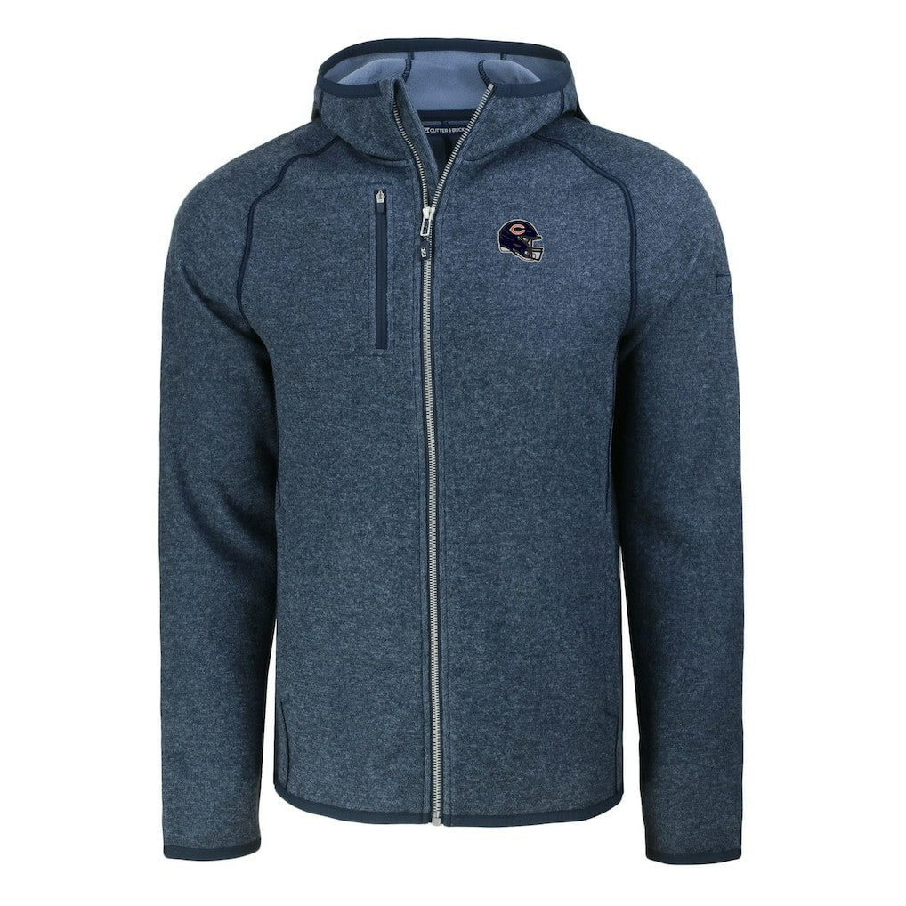 Chicago Bears Cutter & Buck Helmet Mainsail Sweater-Knit Full-Zip Hoodie | NFL Online