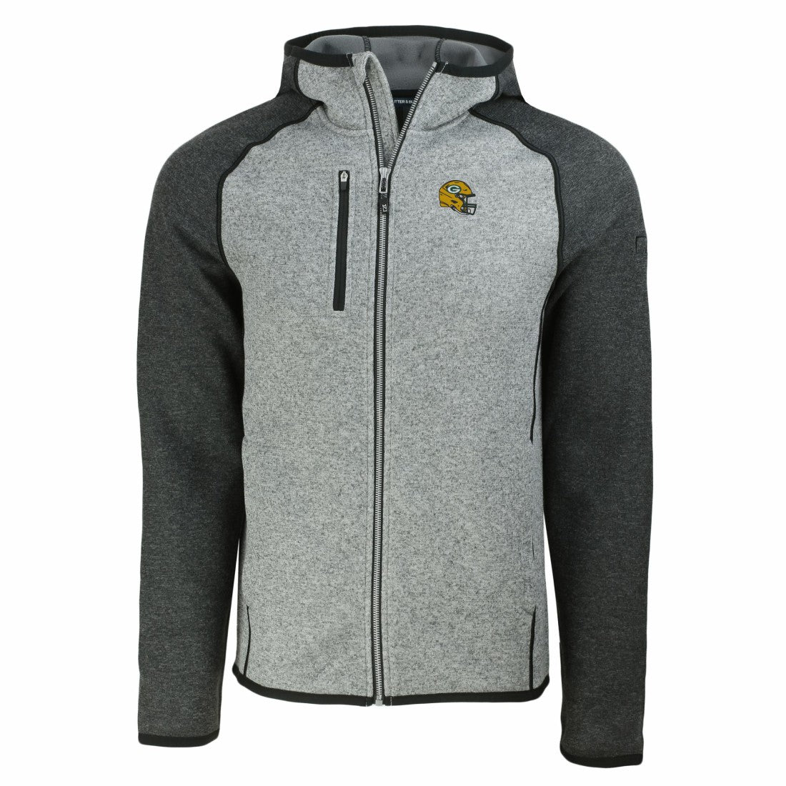 Green Bay Packers Cutter & Buck Helmet Mainsail Sweater-Knit Full-Zip Hoodie | NFL On sale