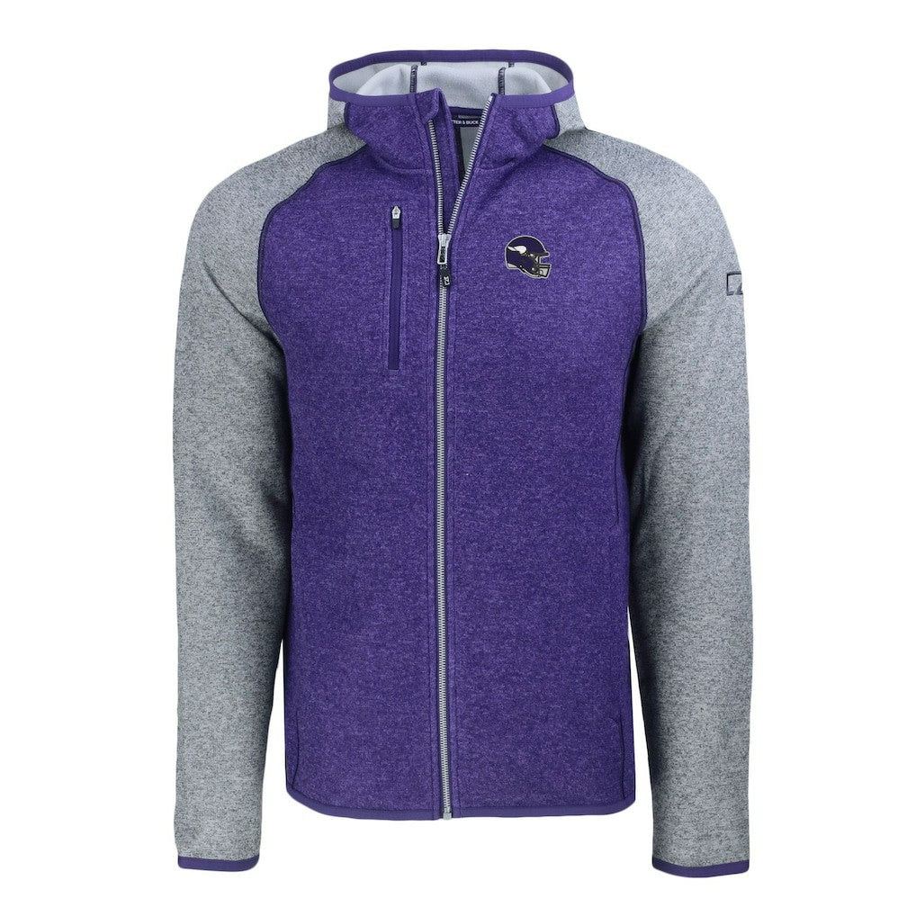 Minnesota Vikings Cutter & Buck Helmet Mainsail Sweater-Knit Full-Zip Hoodie | NFL Near me