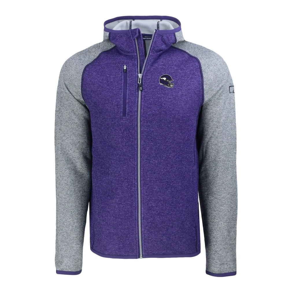 Minnesota Vikings Cutter & Buck Helmet Mainsail Sweater-Knit Full-Zip Hoodie | NFL Near me