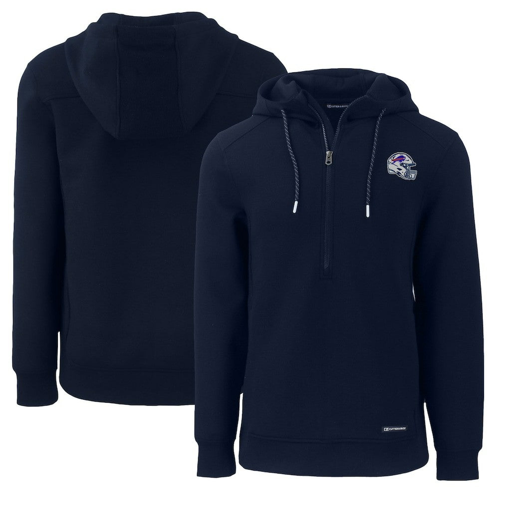Buffalo Bills Cutter & Buck Helmet Roam Eco Half-Zip Recycled Pullover Hoodie | NFL Hot