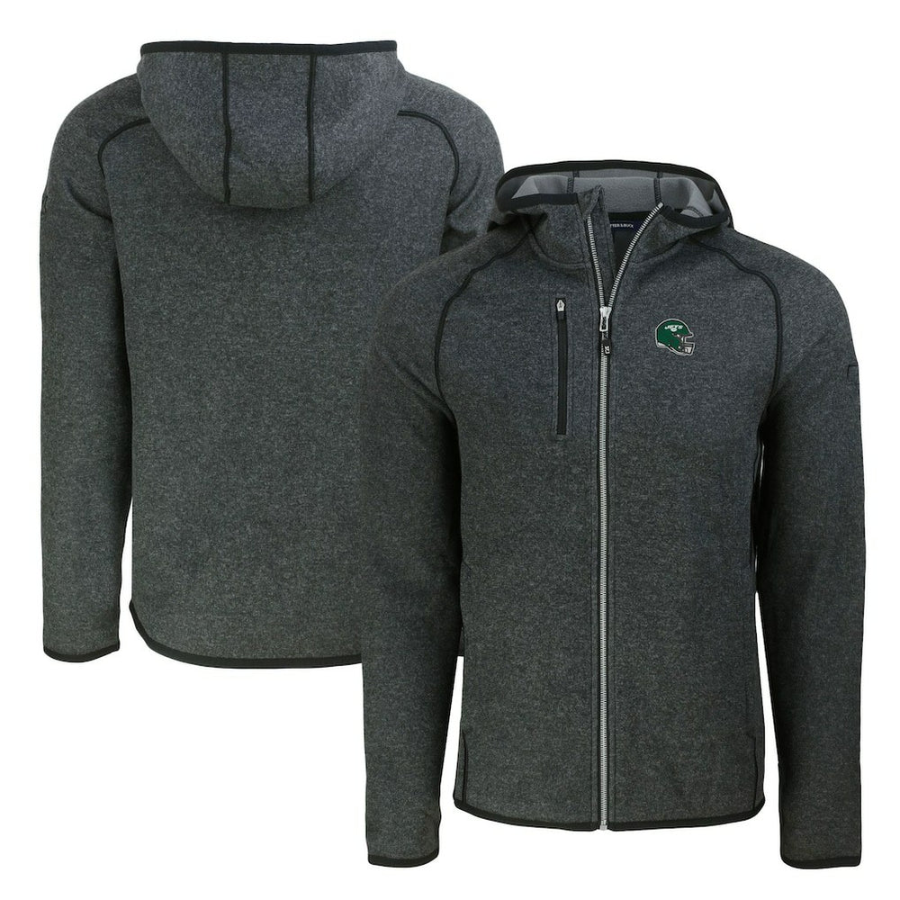 New York Jets Cutter & Buck Helmet Mainsail Sweater-Knit Full-Zip Hoodie | NFL Outlet