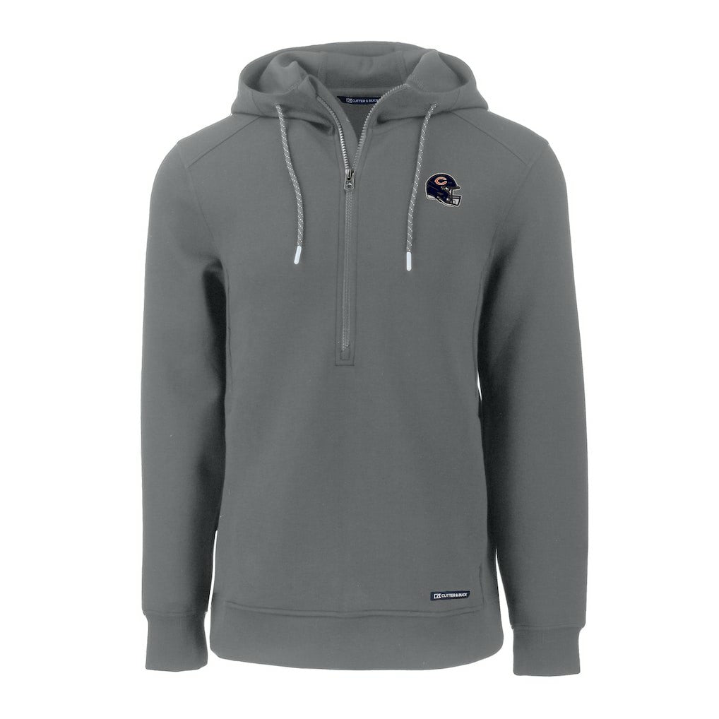 Chicago Bears Cutter & Buck Helmet Roam Eco Half-Zip Recycled Pullover Hoodie | NFL Discount