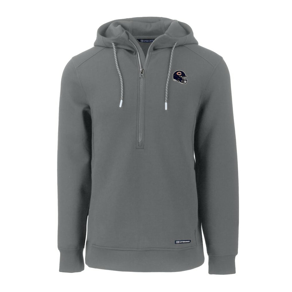 Chicago Bears Cutter & Buck Helmet Roam Eco Half-Zip Recycled Pullover Hoodie | NFL Discount