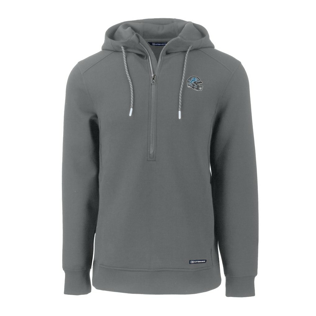 Detroit Lions Cutter & Buck Helmet Roam Eco Half-Zip Recycled Pullover Hoodie | NFL Outlet