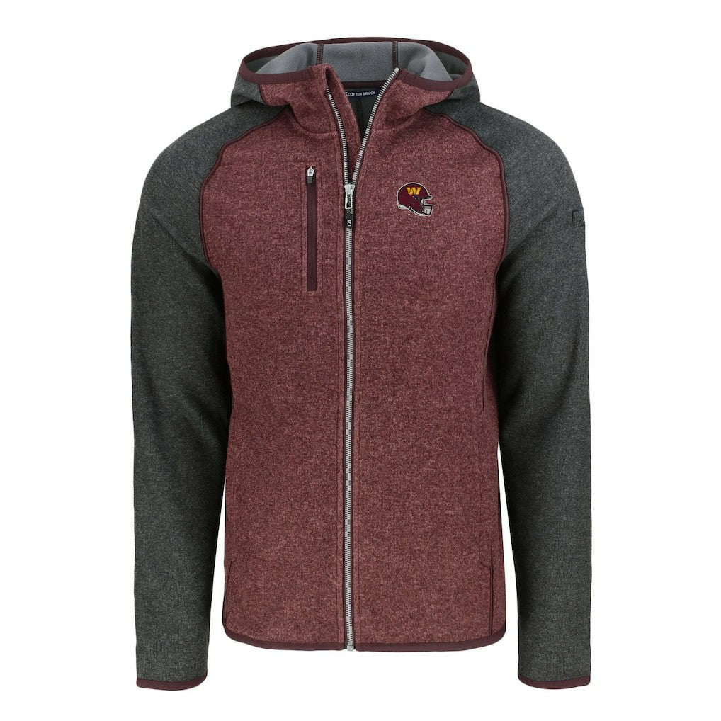 Washington Commanders Cutter & Buck Helmet Mainsail Sweater-Knit Full-Zip Hoodie | NFL Hot