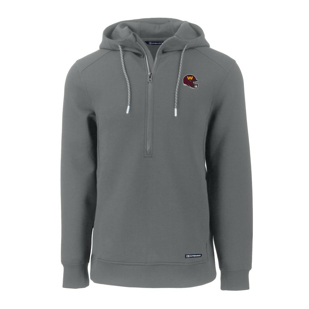 Washington Commanders Cutter & Buck Helmet Roam Eco Half-Zip Recycled Pullover Hoodie | NFL Discount