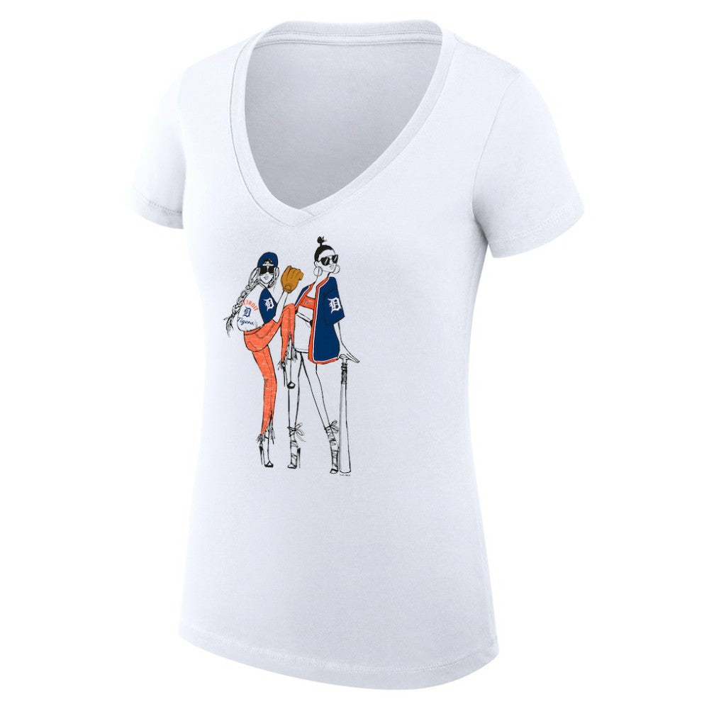 Detroit Tigers G-III 4Her by Carl Banks Women's Super-Slim Fit Lightweight Baseball V-Neck T-Shirt - MLB T-shirts