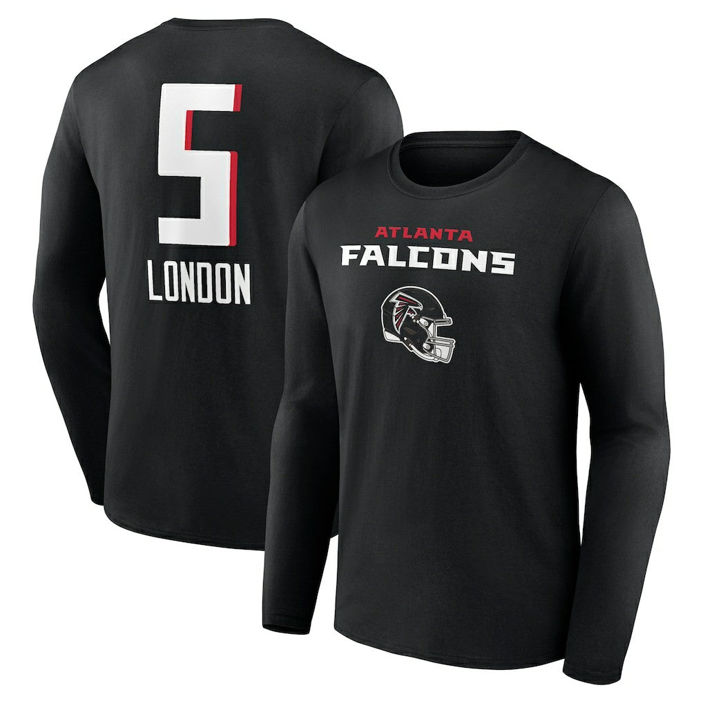 Atlanta Falcons Drake London  Team Wordmark Player Name & Number Long Sleeve T-Shirt | NFL Outlet