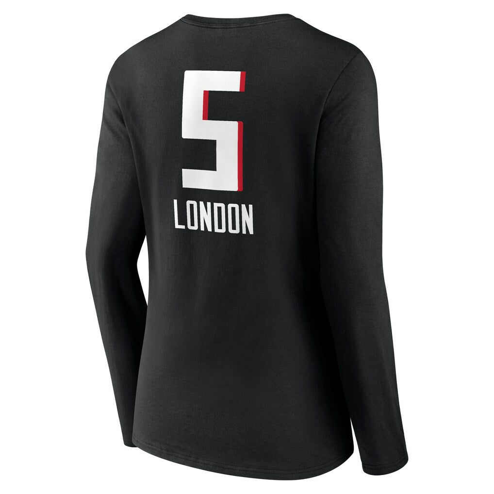 Atlanta Falcons Drake London  Women's Team Wordmark Player Name & Number Long Sleeve V-Neck T-Shirt | NFL Discount