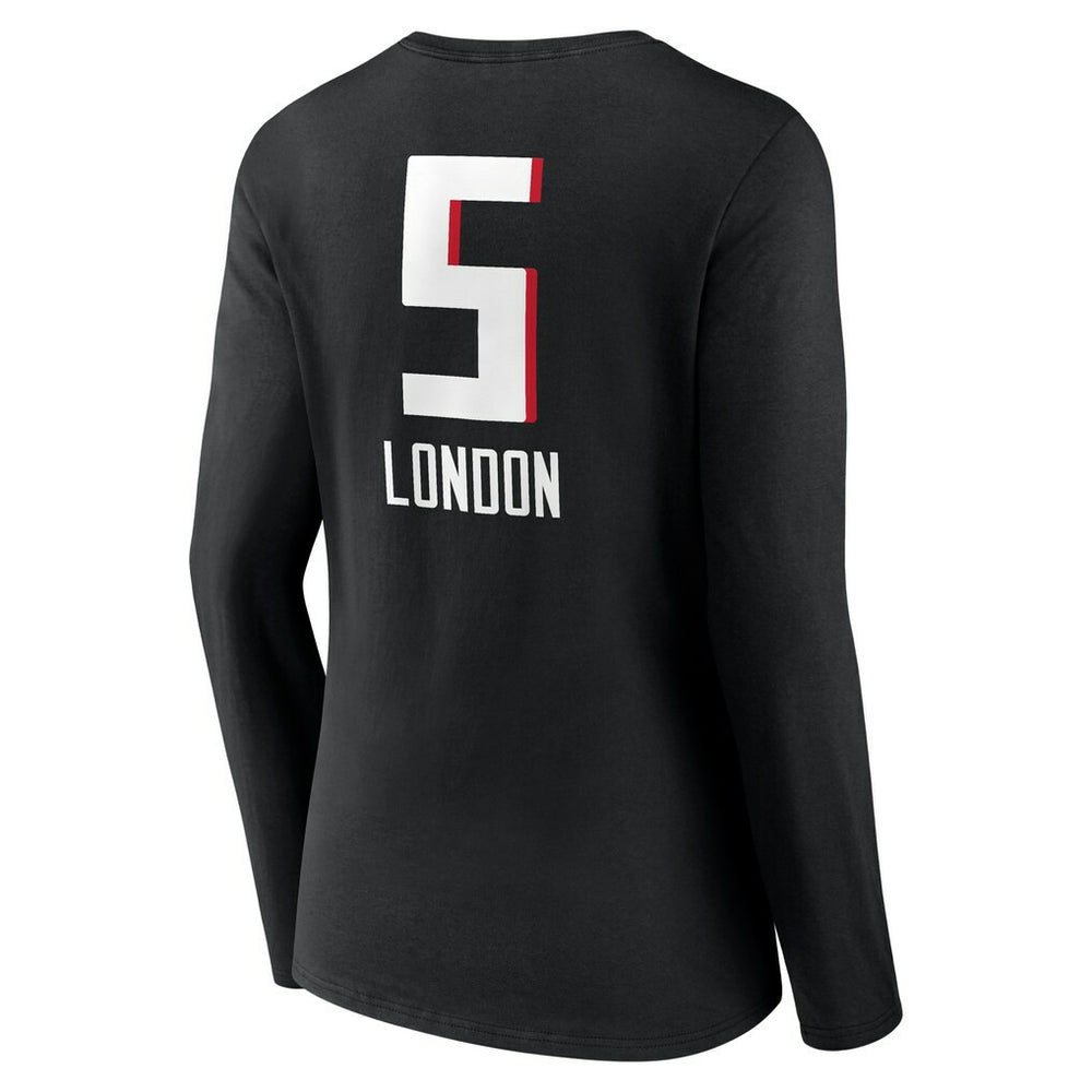 Atlanta Falcons Drake London  Women's Team Wordmark Player Name & Number Long Sleeve V-Neck T-Shirt | NFL Discount