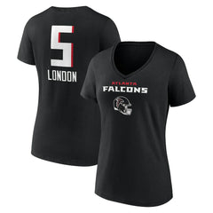 Atlanta Falcons Drake London  Women's Team Wordmark Player Name & Number V-Neck T-Shirt | NFL Online