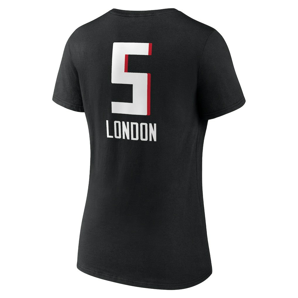 Atlanta Falcons Drake London  Women's Team Wordmark Player Name & Number V-Neck T-Shirt | NFL Online