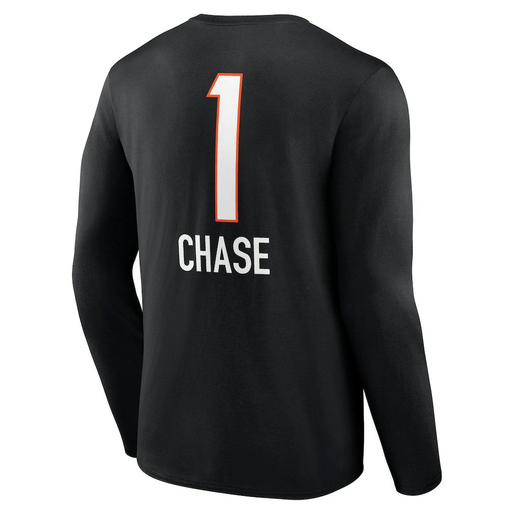 Cincinnati Bengals Ja'Marr Chase  Team Wordmark Player Name & Number Long Sleeve T-Shirt | NFL Discount