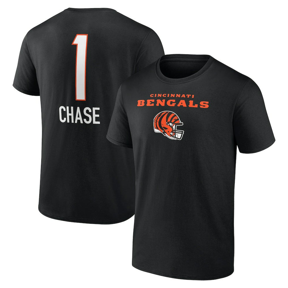 Cincinnati Bengals Ja'Marr Chase  Team Wordmark Player Name & Number T-Shirt | NFL Sale