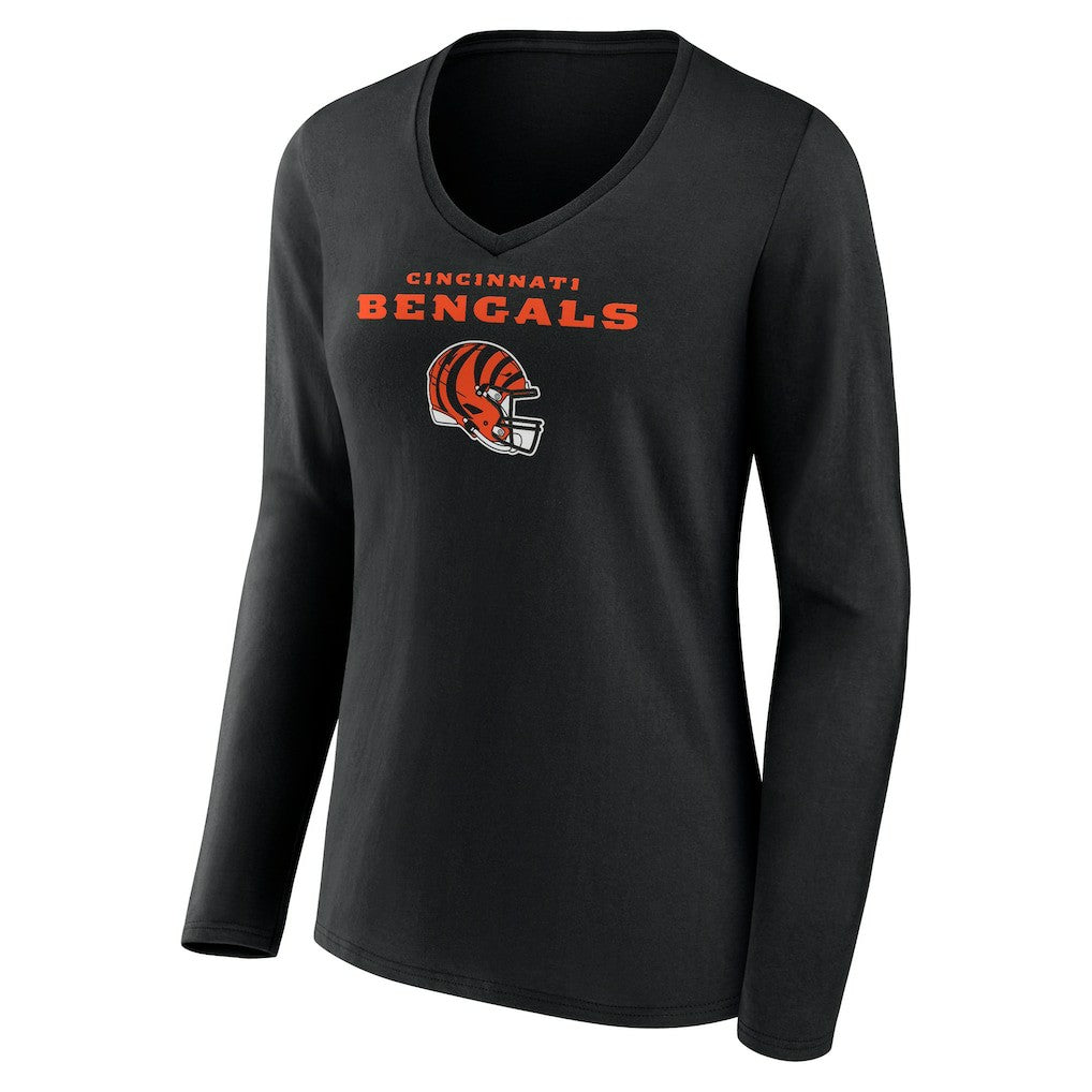 Cincinnati Bengals Ja'Marr Chase  Women's Team Wordmark Player Name & Number Long Sleeve V-Neck T-Shirt | NFL Hot