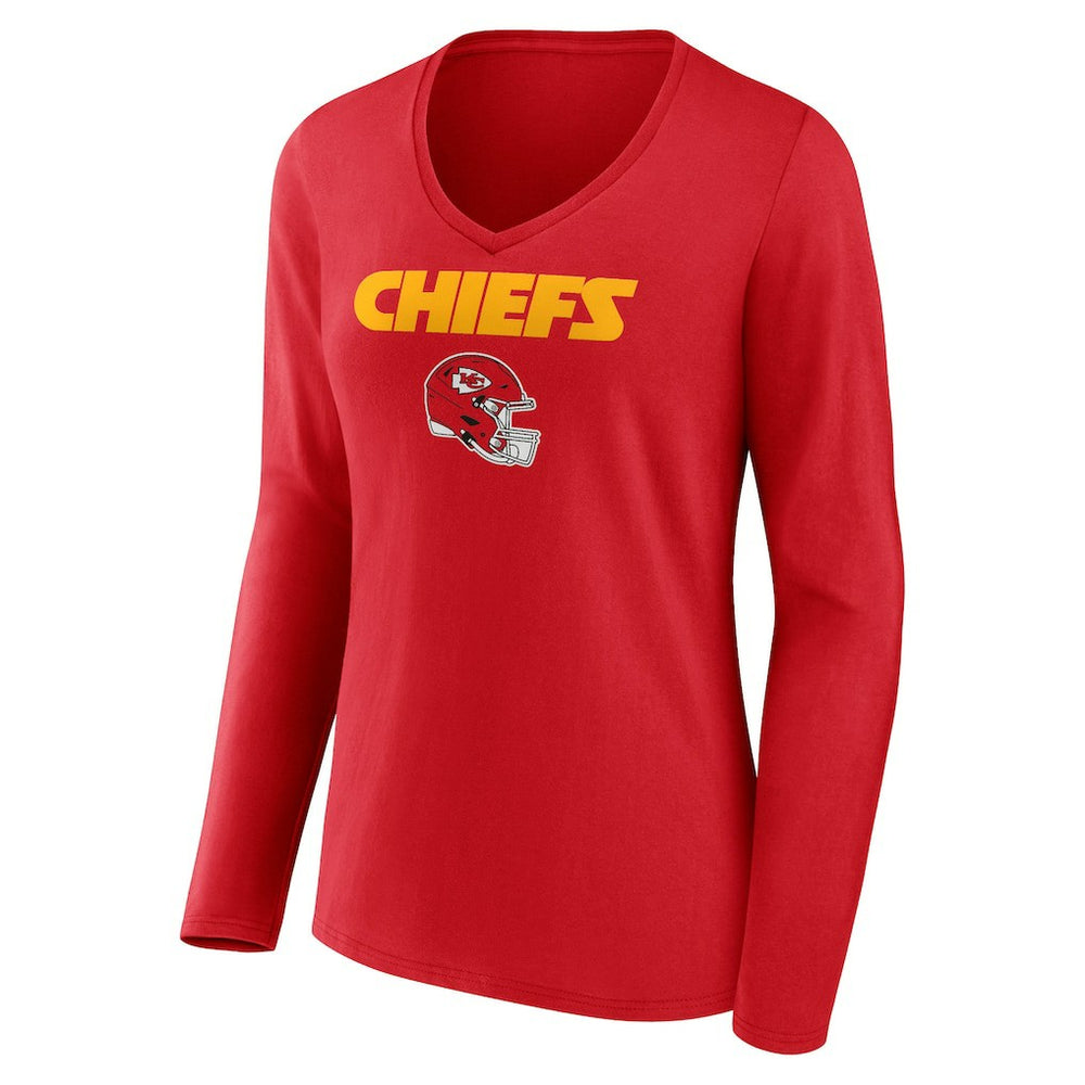 Kansas City Chiefs Travis Kelce  Women's Team Wordmark Player Name & Number Long Sleeve V-Neck T-Shirt | NFL On sale