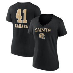 New Orleans Saints Alvin Kamara  Women's Team Wordmark Player Name & Number V-Neck T-Shirt | NFL Near me