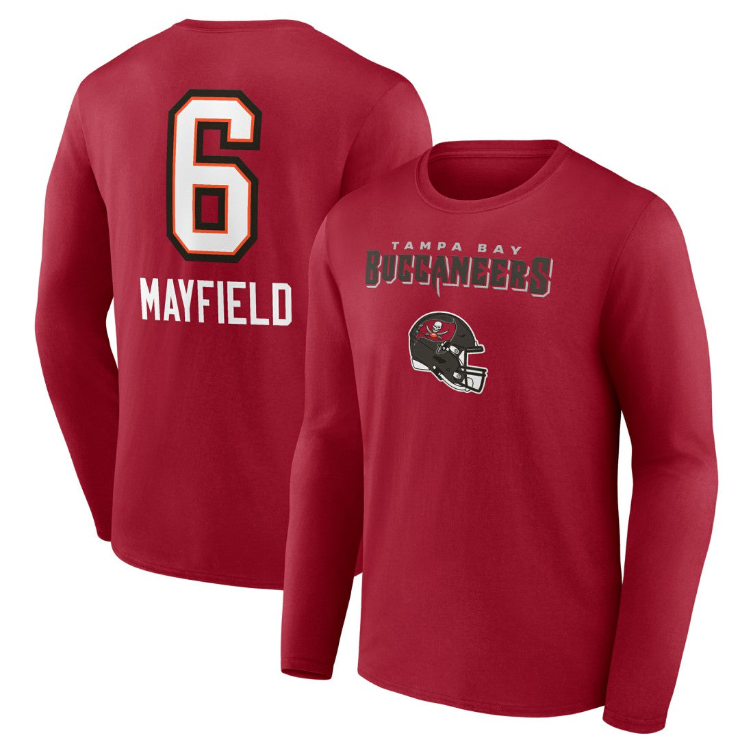 Tampa Bay Buccaneers Baker Mayfield  Team Wordmark Player Name & Number Long Sleeve T-Shirt | NFL Sale