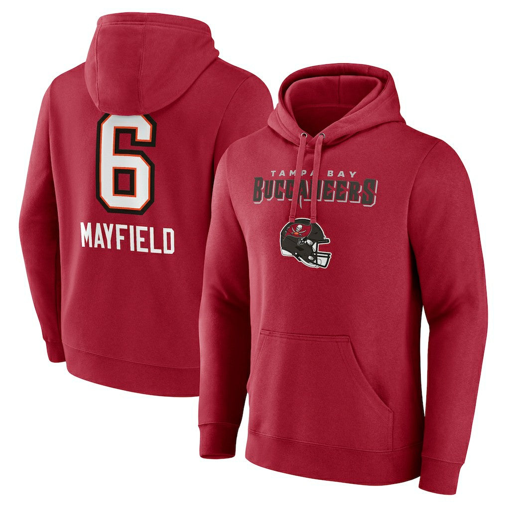 Tampa Bay Buccaneers Baker Mayfield  Team Wordmark Player Name & Number Pullover Hoodie | NFL Discount