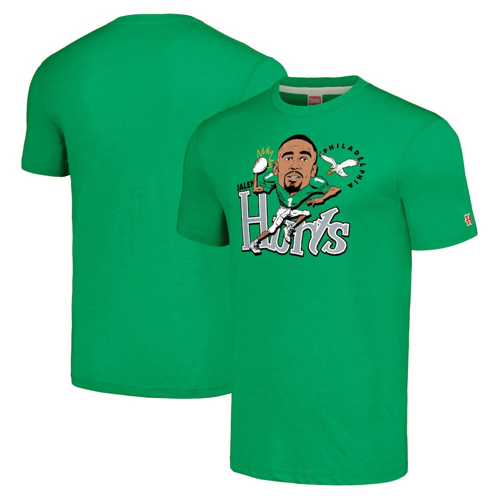 Philadelphia Eagles Jalen Hurts  Homage Unisex Caricature Player Tri-Blend T-Shirt | NFL Sale