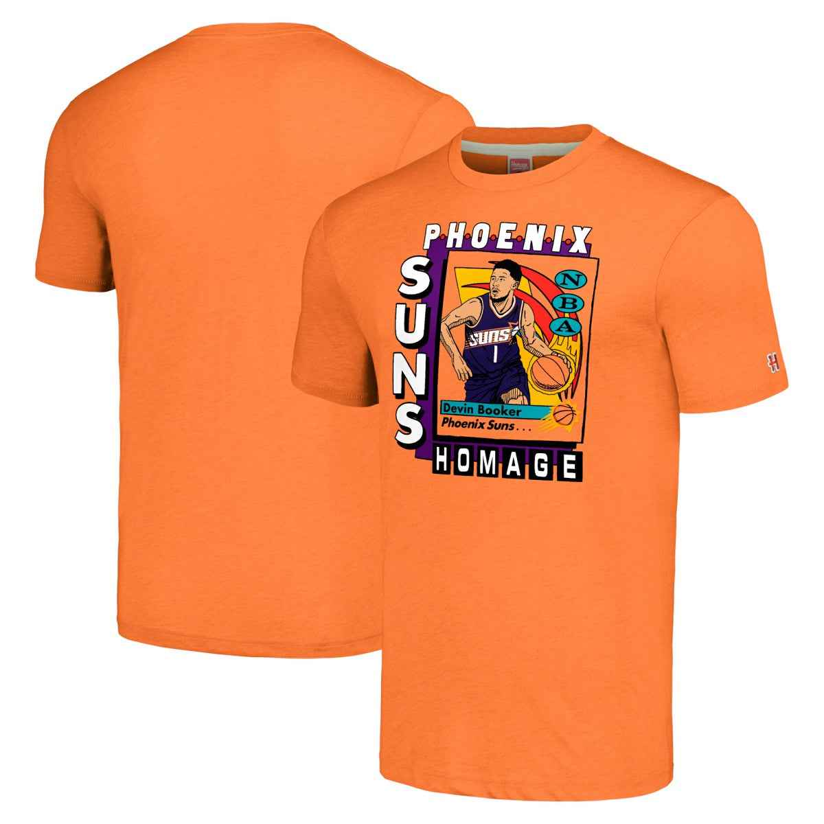 Orange Devin Booker Phoenix Suns Homage Unisex SkyBox Player Tri-Blend T-Shirt | NBA