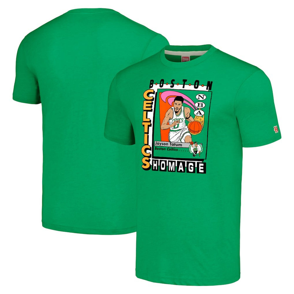 Kelly Green Jayson Tatum Boston Celtics Homage Unisex SkyBox Player Tri-Blend T-Shirt | NBA