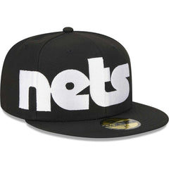 Black Brooklyn Nets Checkerboard UV 59FIFTY Fitted Hat | NBA