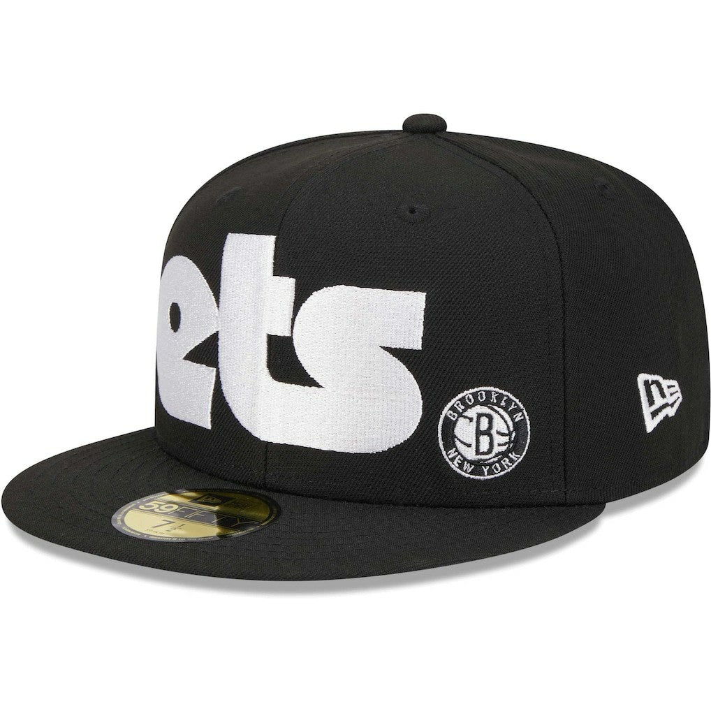 Black Brooklyn Nets Checkerboard UV 59FIFTY Fitted Hat | NBA
