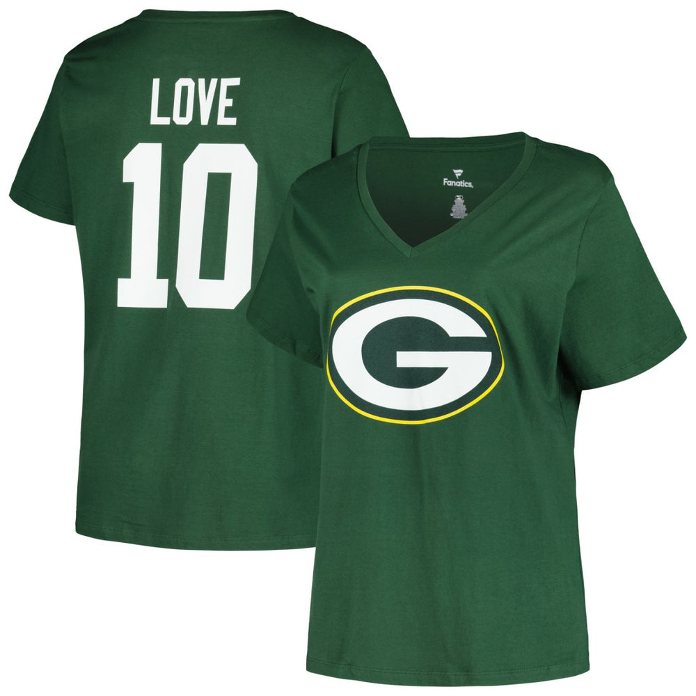 Green Bay Packers Jordan Love  Women's Plus Size Name & Number V-Neck T-Shirt | NFL Near me