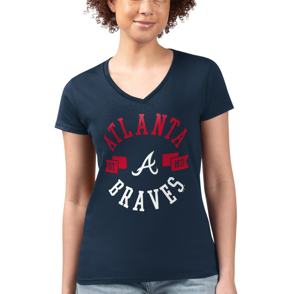 Atlanta Braves G-III 4Her by Carl Banks Women's Super-Slim Fit Lightweight City Graphic V-Neck T-Shirt - MLB T-shirts